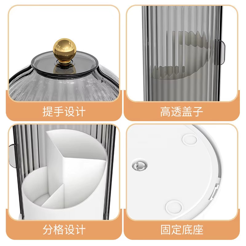 360° Rotating Makeup Brush Holder with Lid – Dustproof Cosmetic Organizer for Brushes, Lipsticks, Eyebrow Pencils & More