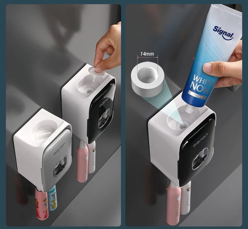 PastePal Automatic Toothpaste Dispenser & Wall-Mounted Toothbrush Holder – No-Drill, Mess-Free Bathroom Organizer