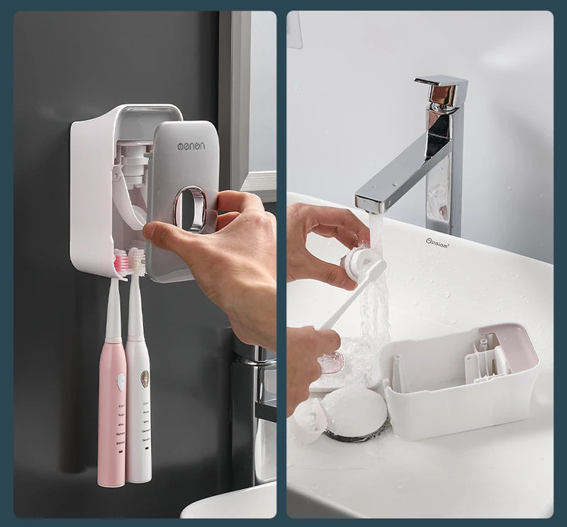PastePal Automatic Toothpaste Dispenser & Wall-Mounted Toothbrush Holder – No-Drill, Mess-Free Bathroom Organizer