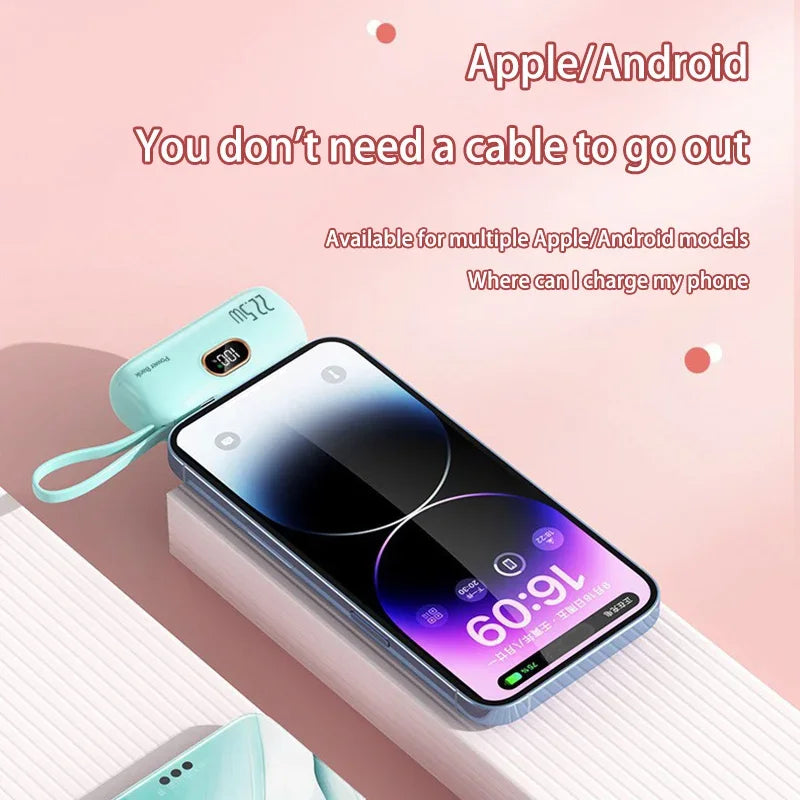 30000Mah Capsule Power Bank Fast Charging Portable Mobile Power Supply Emergency Mini External Battery for Type-C Iphone Android
