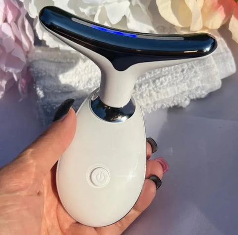 VelvaLift™ 7-Color LED Facial Toning Wand – Microcurrent Skin Firming & Acne-Fighting Beauty Device for Face & Neck