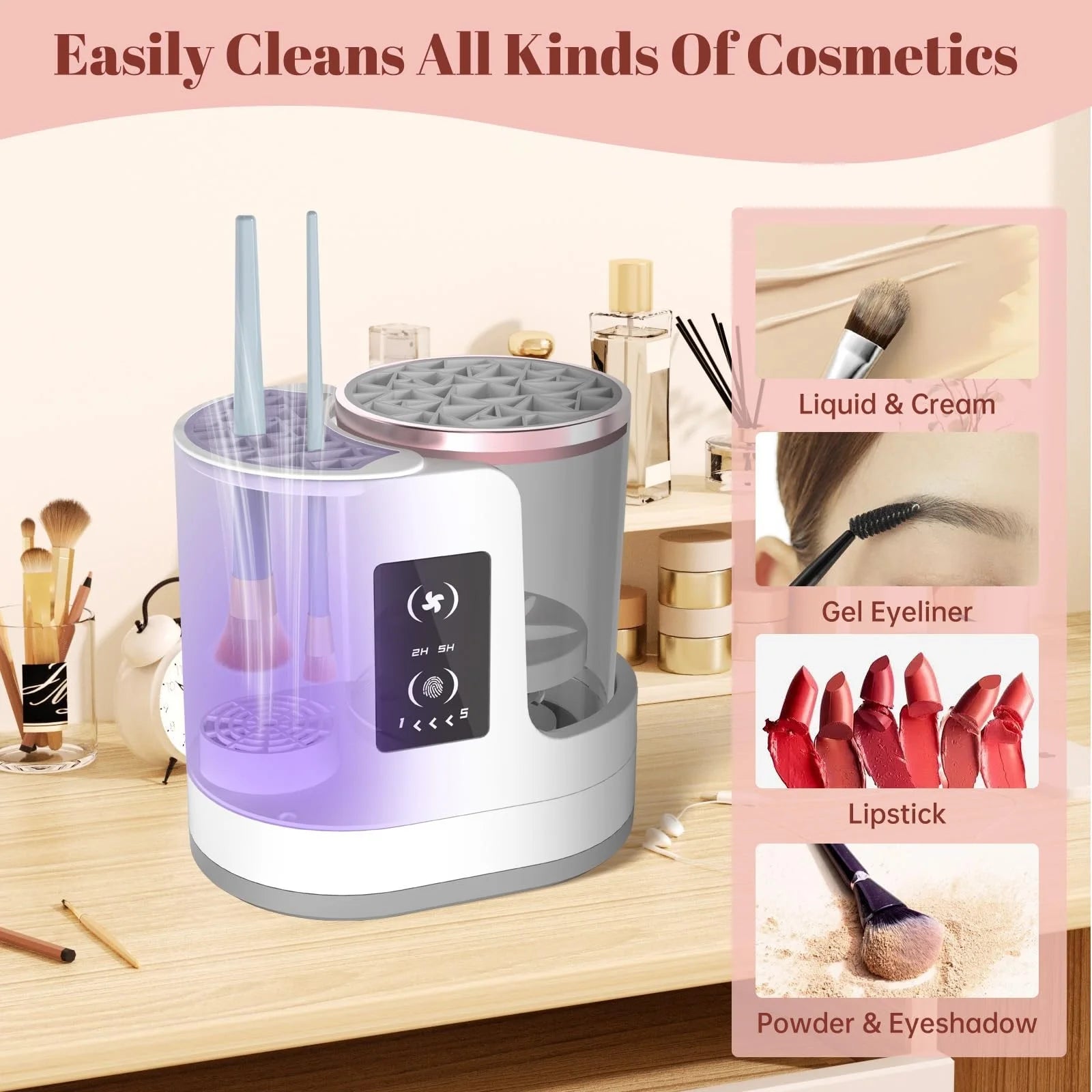 GlowSpin™ 3-in-1 Electric Makeup Brush Cleaner & Dryer – Portable & USB Powered