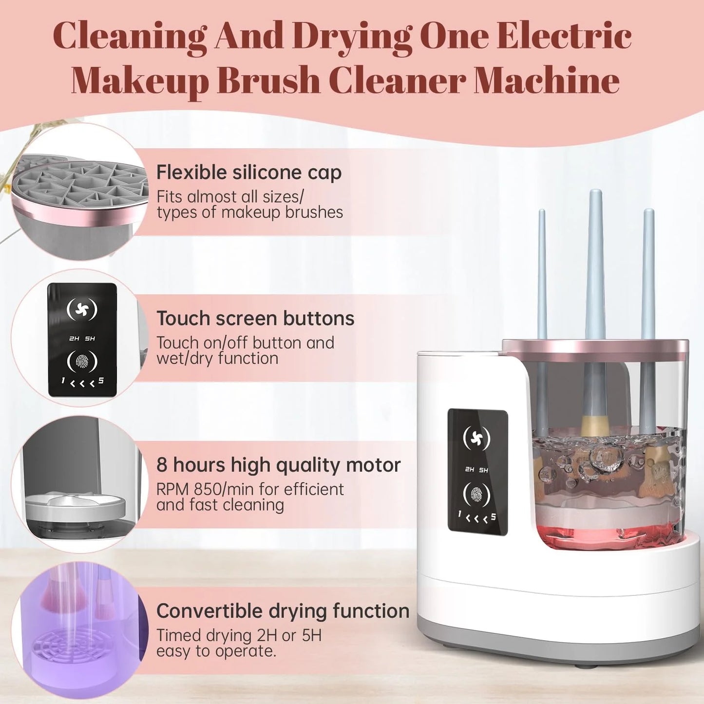 GlowSpin™ 3-in-1 Electric Makeup Brush Cleaner & Dryer – Portable & USB Powered