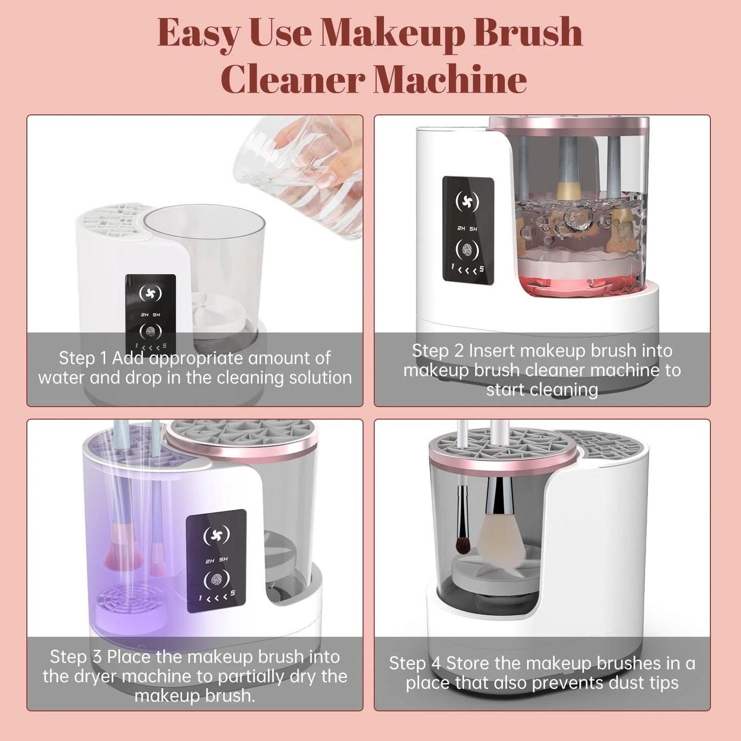 GlowSpin™ 3-in-1 Electric Makeup Brush Cleaner & Dryer – Portable & USB Powered