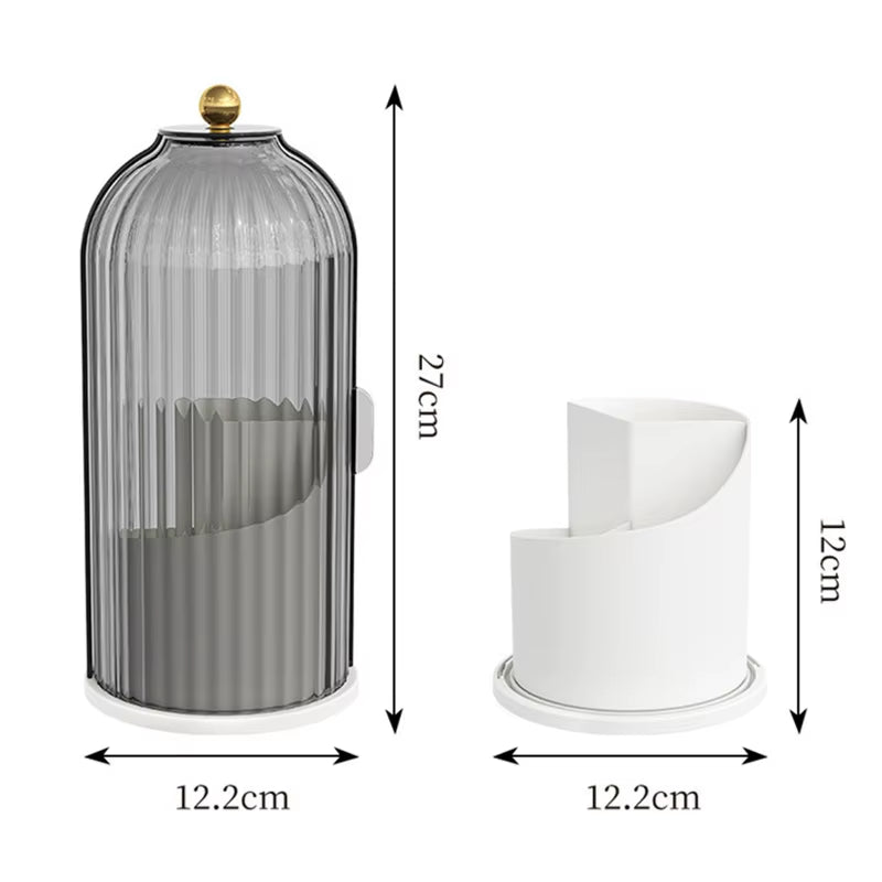 360° Rotating Makeup Brush Holder with Lid – Dustproof Cosmetic Organizer for Brushes, Lipsticks, Eyebrow Pencils & More