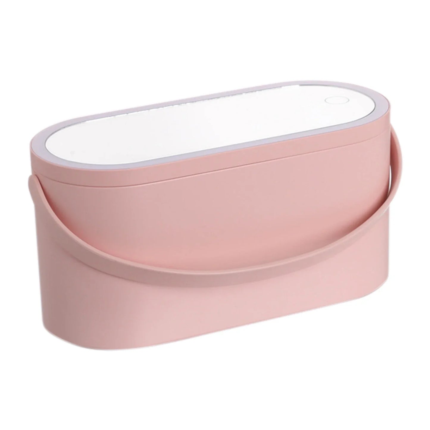 Portable Makeup Organizer with Mirror and LED Light Waterproof Cosmetic Storage Box Makeup Bag for Women and Girls